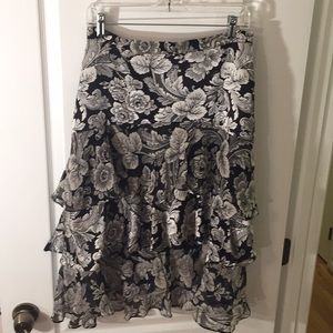 White House Black Market silk ruffled tiered skirt